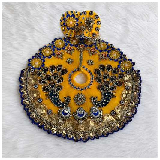 Laddu Gopal Sequin Poshak with Pagdi | Floral Mirror Work | Sizes 0-7 | Festival & Daily Wear