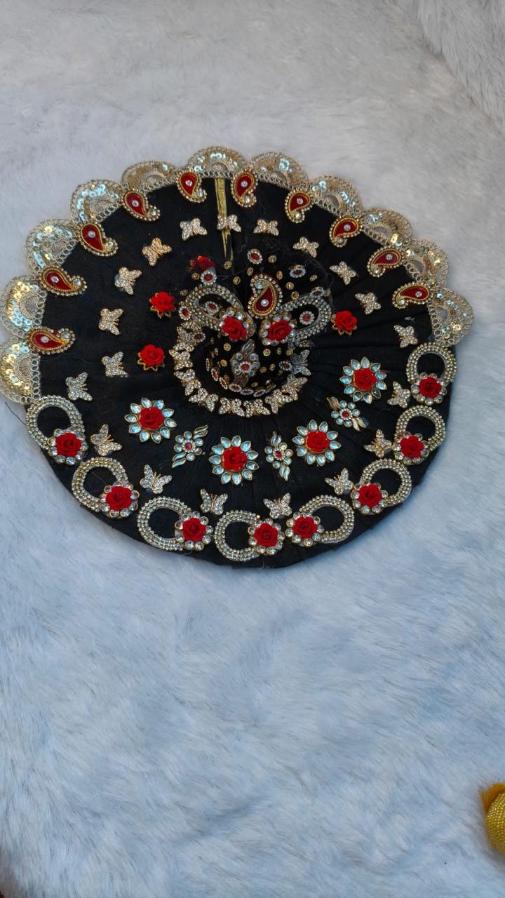 Laddu Gopal Net Dress / Poshak with Pagri (0-7 Size) | Kundan Work | Multi Color | Festival & Daily Wear