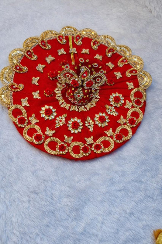 Laddu Gopal Net Dress / Poshak with Pagri (0-7 Size) | Kundan Work | Multi Color | Festival & Daily Wear