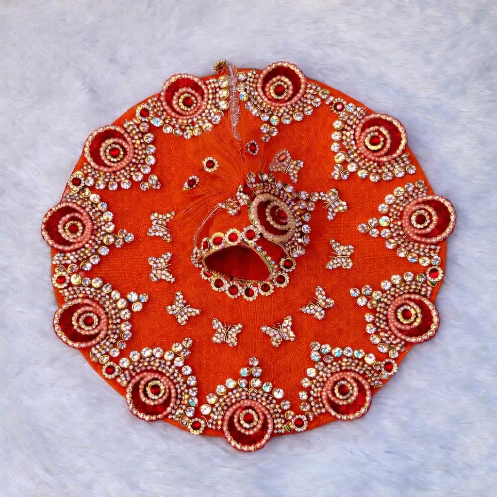 Laddu Gopal Net Poshak with Pagri | Butterfly Kundan Work | Sizes 0–7 | 10 Colors