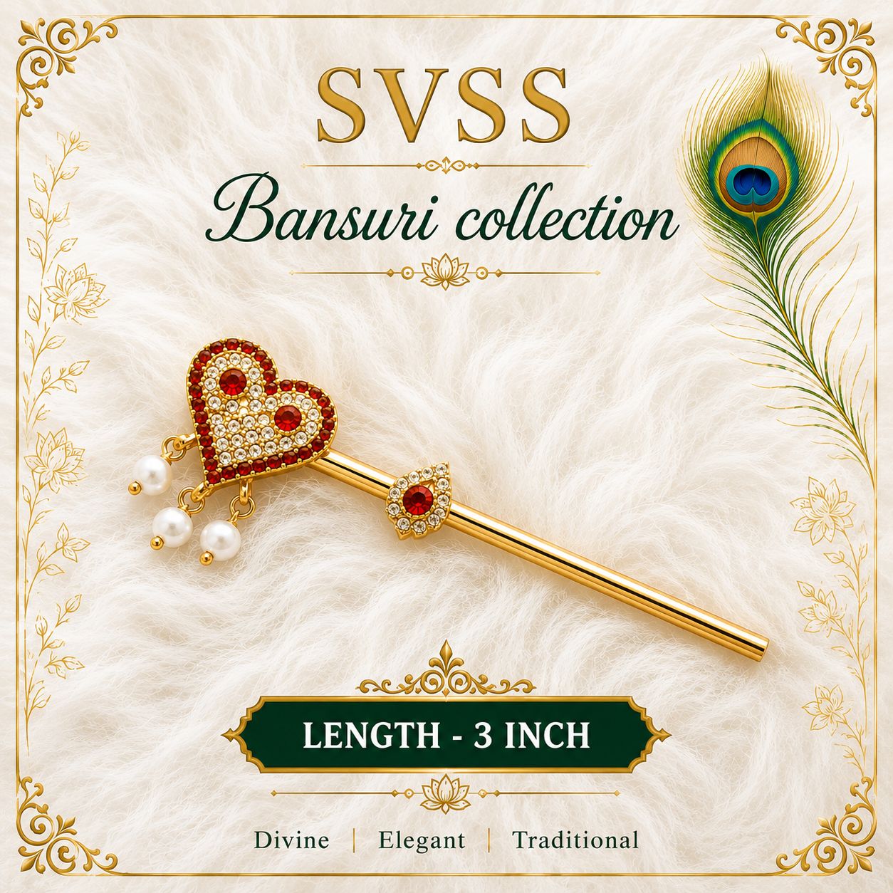Bansuri - Laddu Gopal Ji | bansuri length-3 Inch | Festival & Daily Wear
