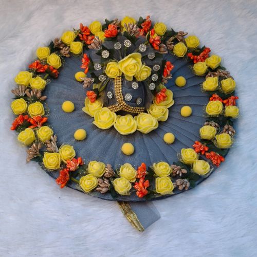 Grey Net Base Floral Designer Poshak