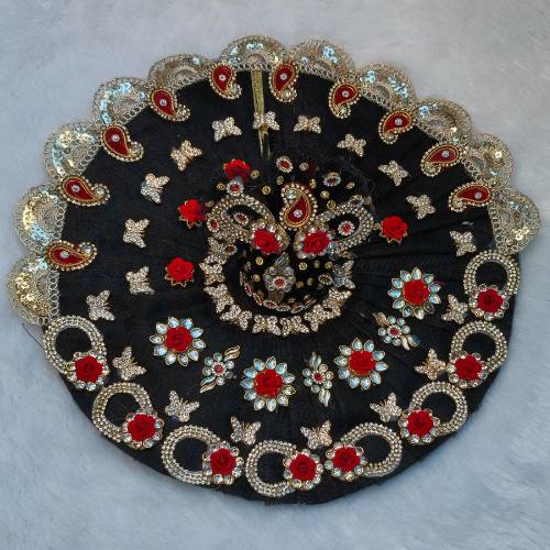 Black Net Designer Floral Poshak