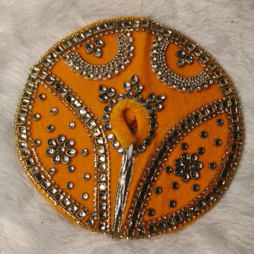 Orange Velvet Poshak with Kundan Work