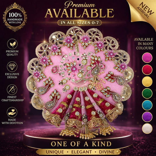 Laddu Gopal Net Poshak with Pagri (0-7 Size) | Mirror Work | Multi Color | Festival & Daily Wear