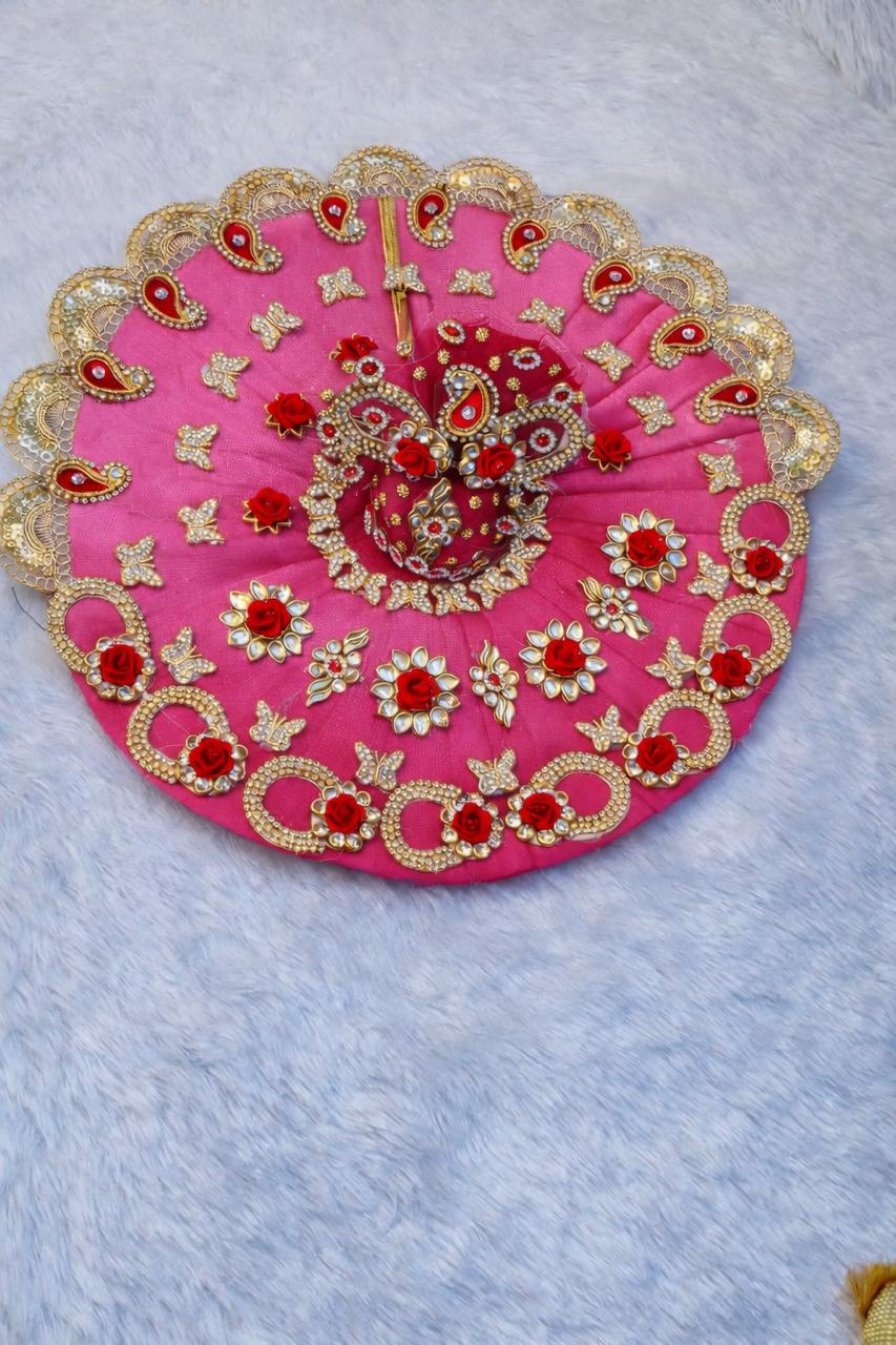 Laddu Gopal Net Dress / Poshak with Pagri (0-7 Size) | Kundan Work | Multi Color | Festival & Daily Wear