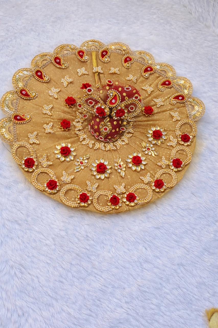 Laddu Gopal Net Dress / Poshak with Pagri (0-7 Size) | Kundan Work | Multi Color | Festival & Daily Wear
