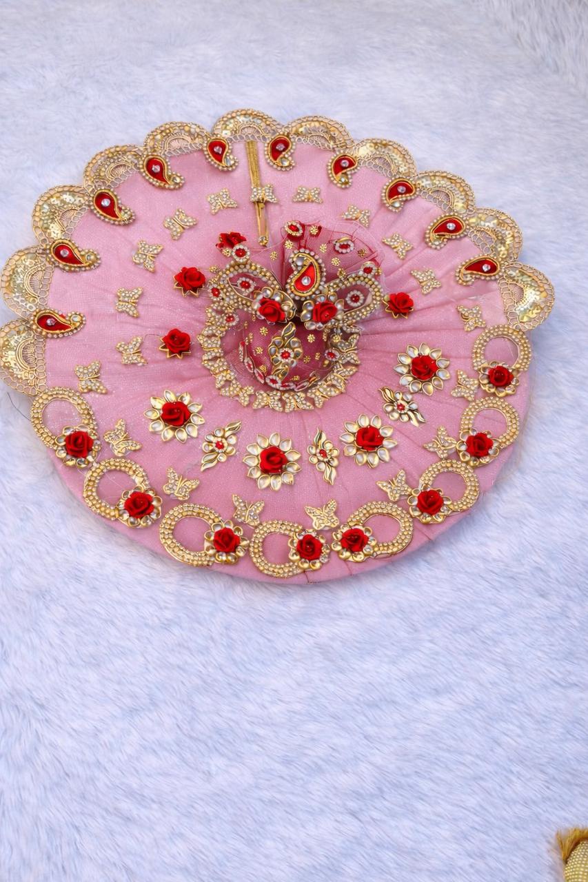 Laddu Gopal Net Dress / Poshak with Pagri (0-7 Size) | Kundan Work | Multi Color | Festival & Daily Wear