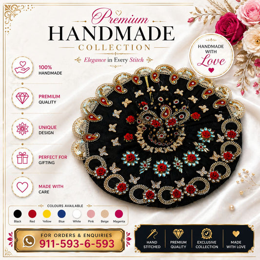 Laddu Gopal Net Dress / Poshak with Pagri (0-7 Size) | Kundan Work | Multi Color | Festival & Daily Wear