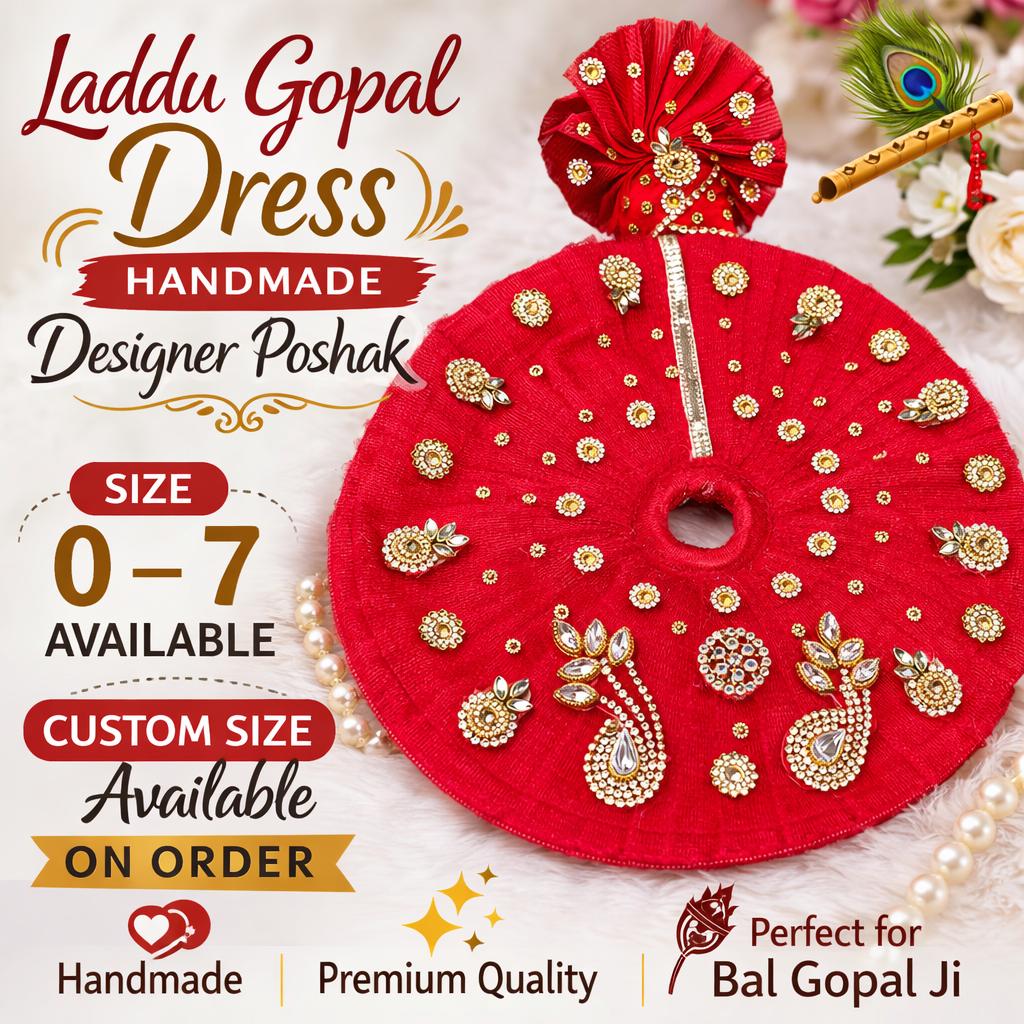Laddu Gopal Net Dress / Poshak with Pagri (0-7 Size) | Multi Color | Festival & Daily Wear