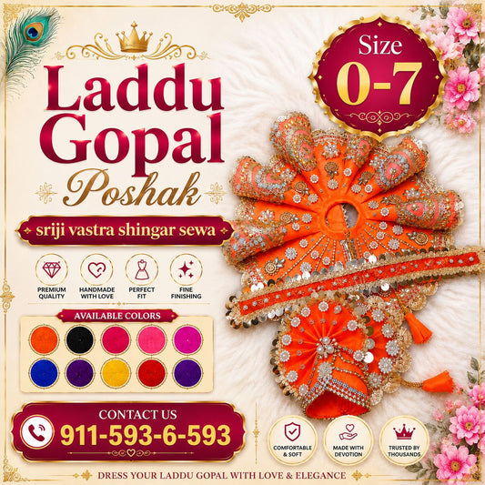 Laddu Gopal Poshak – Premium Handmade Deity Dress | Festival & Daily Wear | Size 0-7