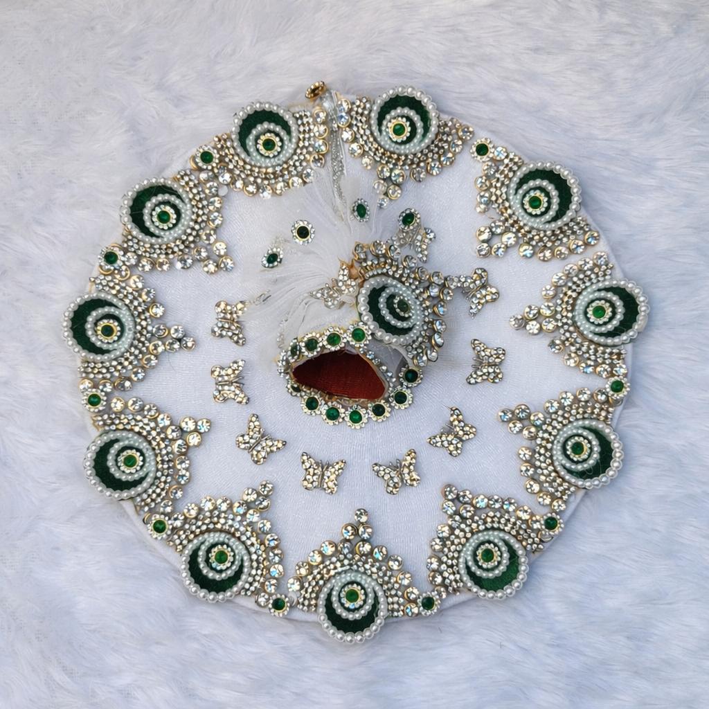 Laddu Gopal Net Poshak with Pagri | Butterfly Kundan Work | Sizes 0–7 | 10 Colors