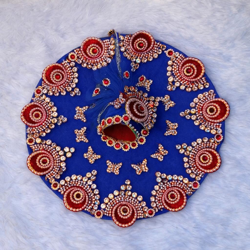 Laddu Gopal Net Poshak with Pagri | Butterfly Kundan Work | Sizes 0–7 | 10 Colors