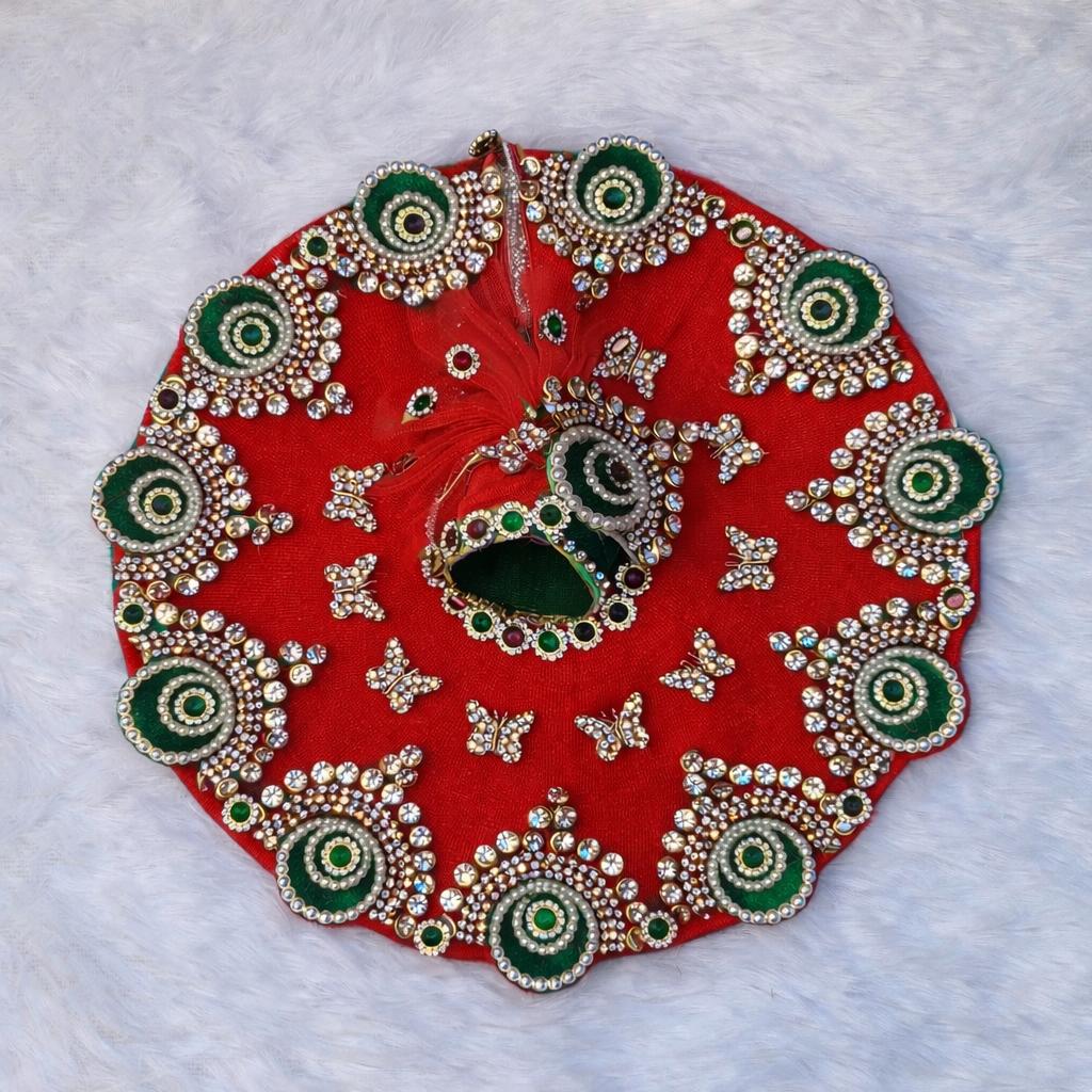 Laddu Gopal Net Poshak with Pagri | Butterfly Kundan Work | Sizes 0–7 | 10 Colors