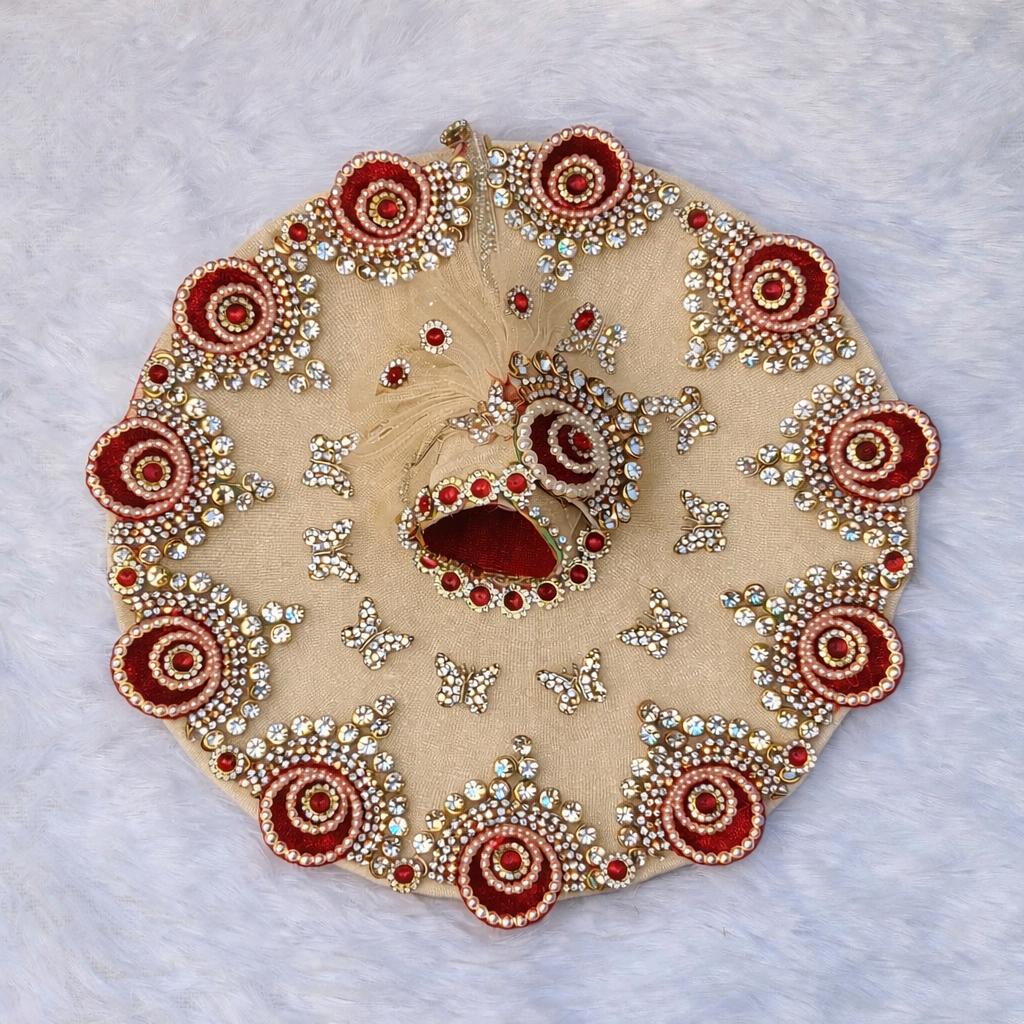 Laddu Gopal Net Poshak with Pagri | Butterfly Kundan Work | Sizes 0–7 | 10 Colors