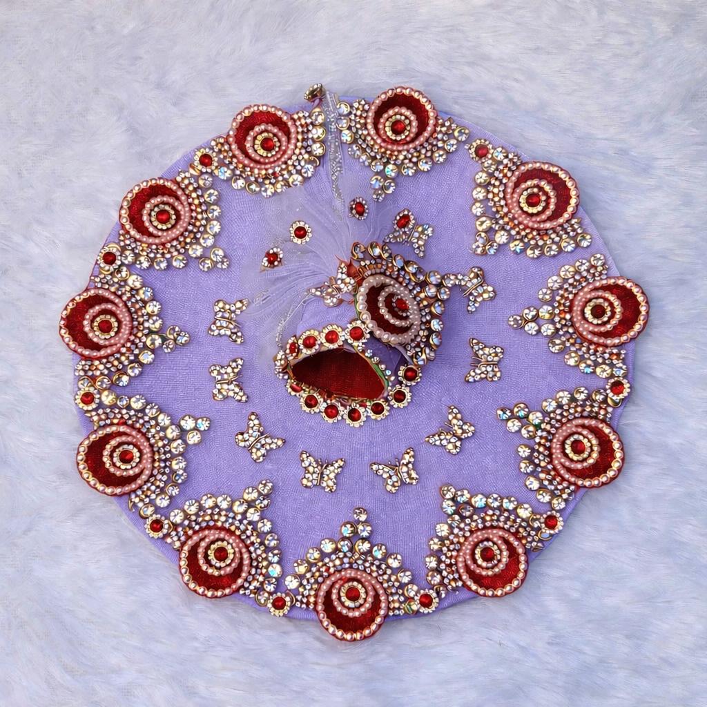 Laddu Gopal Net Poshak with Pagri | Butterfly Kundan Work | Sizes 0–7 | 10 Colors