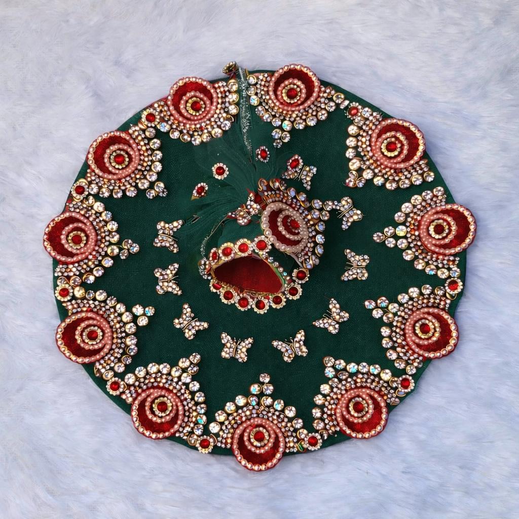 Laddu Gopal Net Poshak with Pagri | Butterfly Kundan Work | Sizes 0–7 | 10 Colors