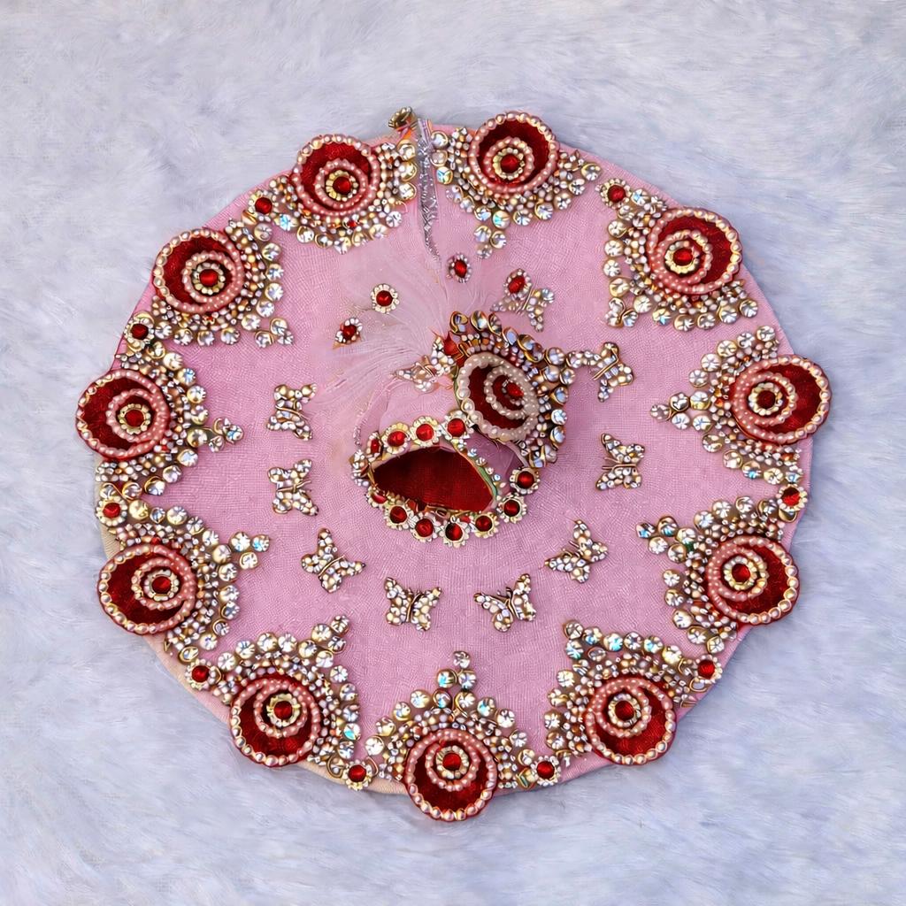 Laddu Gopal Net Poshak with Pagri | Butterfly Kundan Work | Sizes 0–7 | 10 Colors