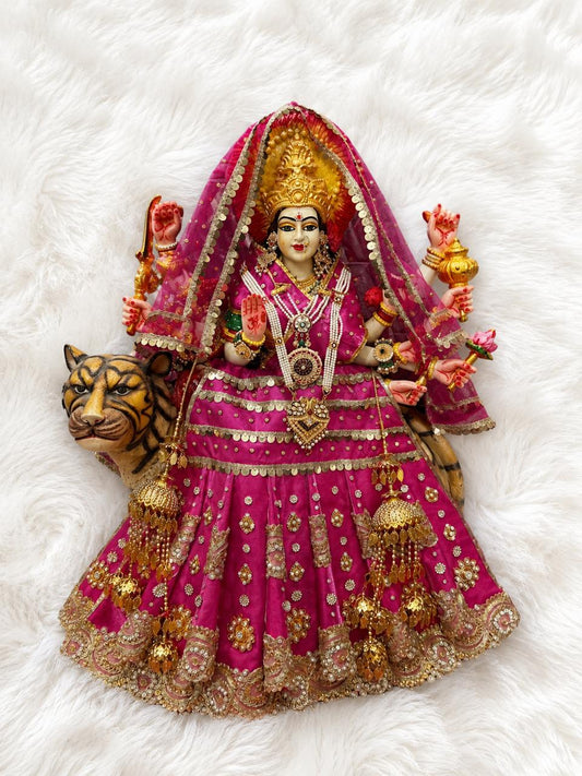 Mata Rani Lehenga Choli with Dupatta | Satin & Net | Sizes 10-72 inch | Festival & Navratri Wear