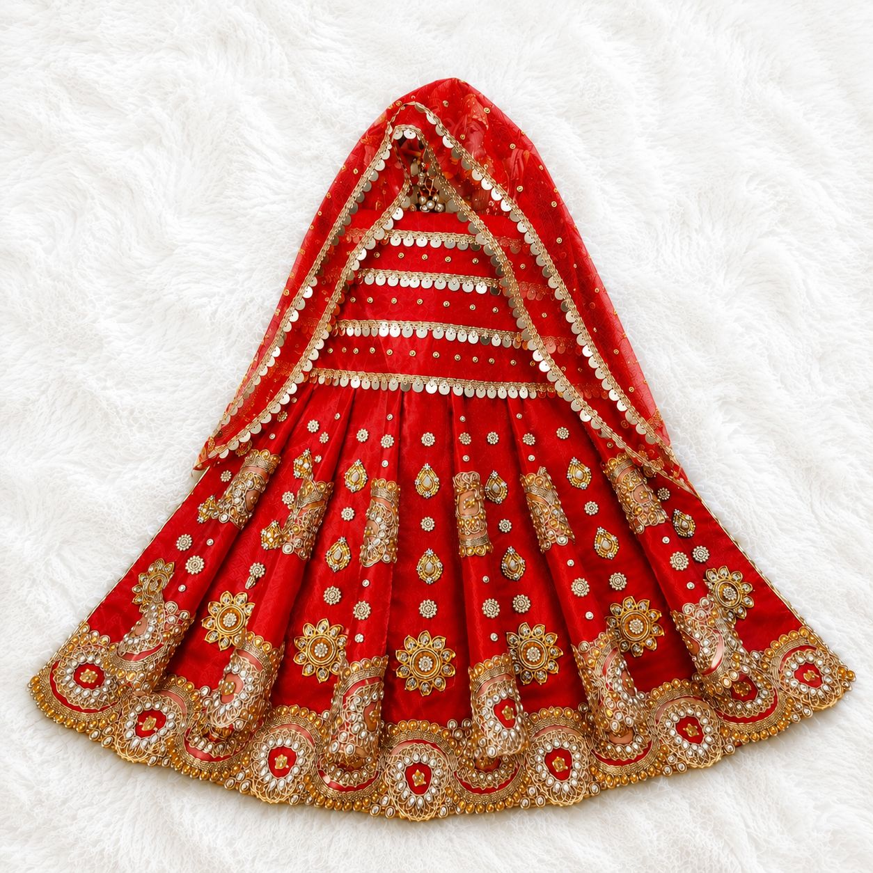 Mata Rani Lehenga Choli with Dupatta | Satin & Net | Sizes 10-72 inch | Festival & Navratri Wear