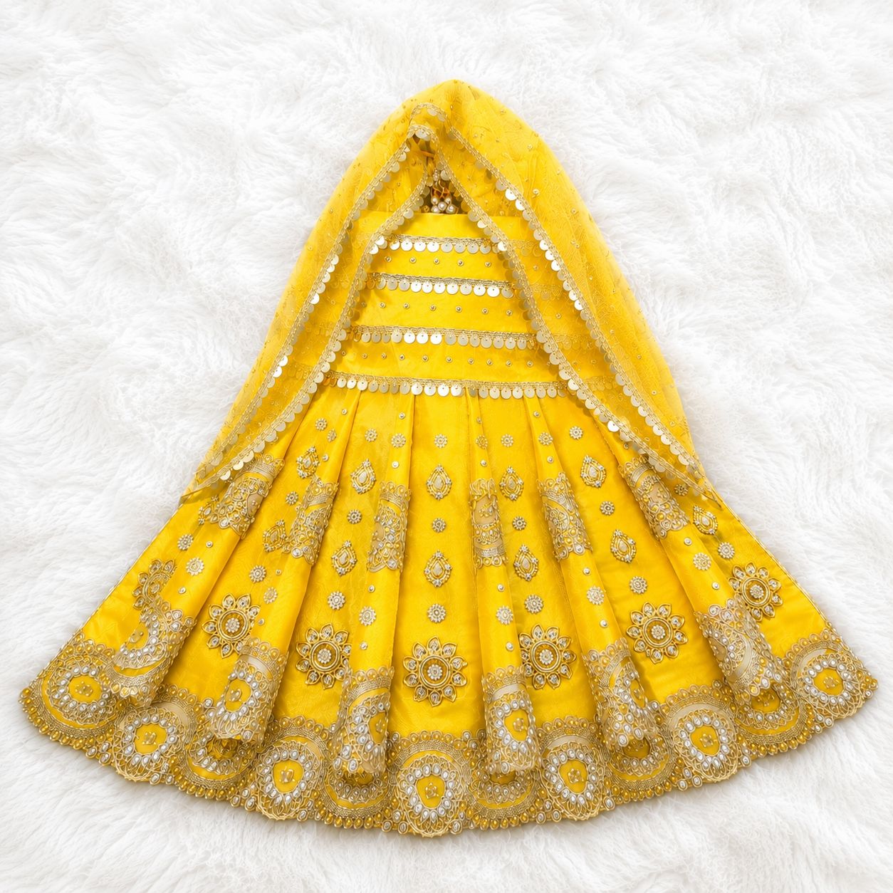Mata Rani Lehenga Choli with Dupatta | Satin & Net | Sizes 10-72 inch | Festival & Navratri Wear