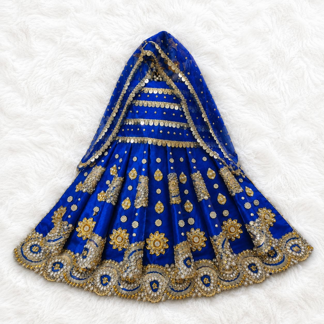Mata Rani Lehenga Choli with Dupatta | Satin & Net | Sizes 10-72 inch | Festival & Navratri Wear