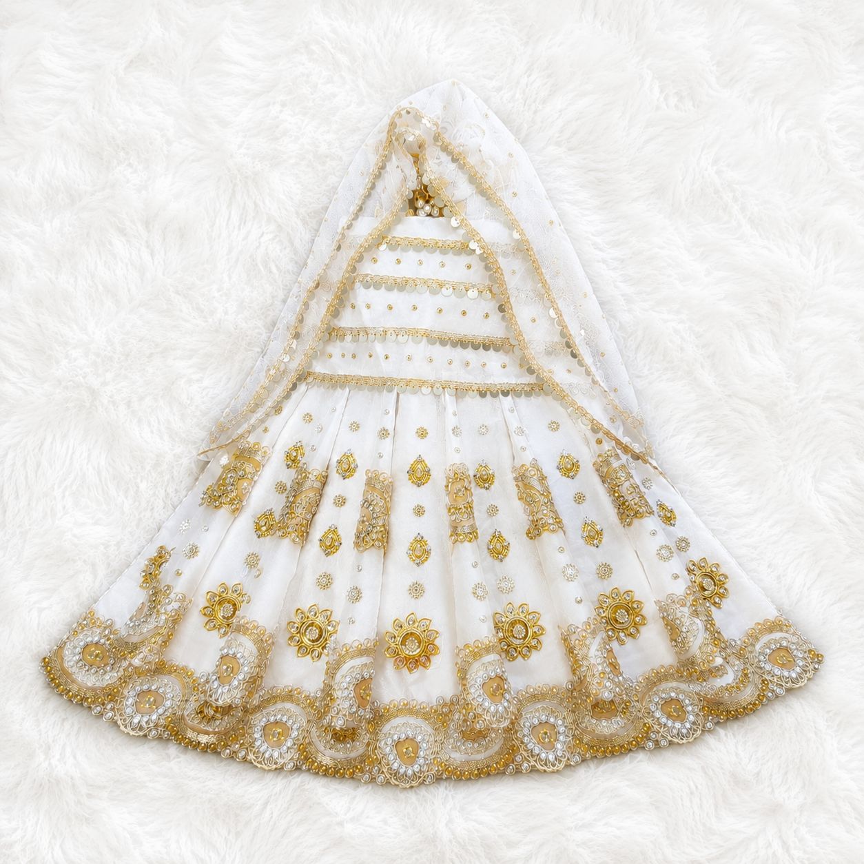 Mata Rani Lehenga Choli with Dupatta | Satin & Net | Sizes 10-72 inch | Festival & Navratri Wear