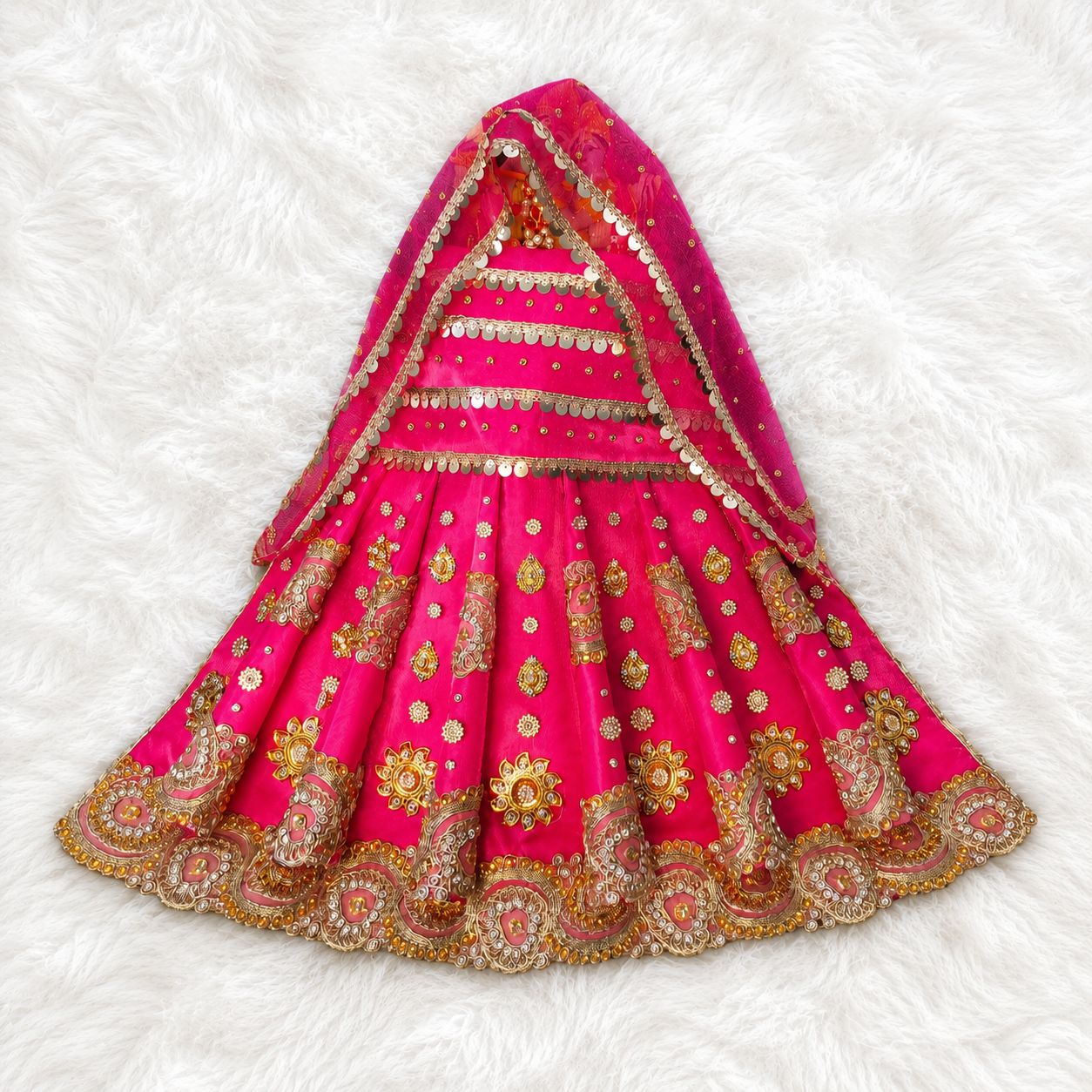 Mata Rani Lehenga Choli with Dupatta | Satin & Net | Sizes 10-72 inch | Festival & Navratri Wear