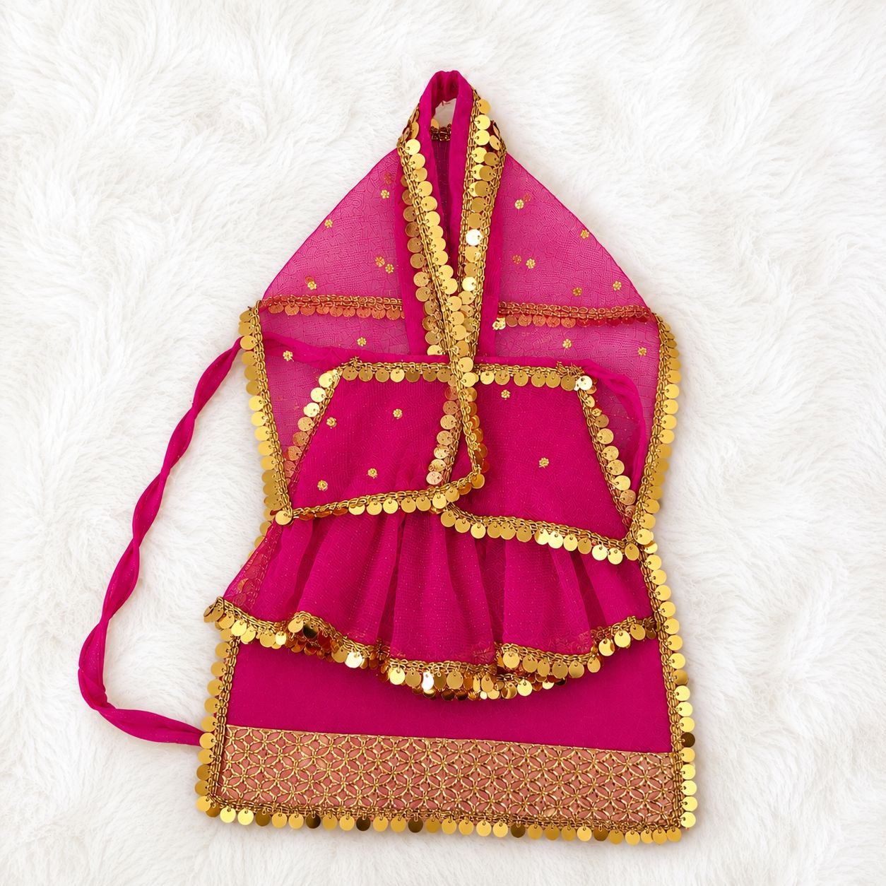 Mata Rani Net Poshak | Black, Red, Yellow, White, Pink & Magenta | 10 to 60 Inch Murti Size