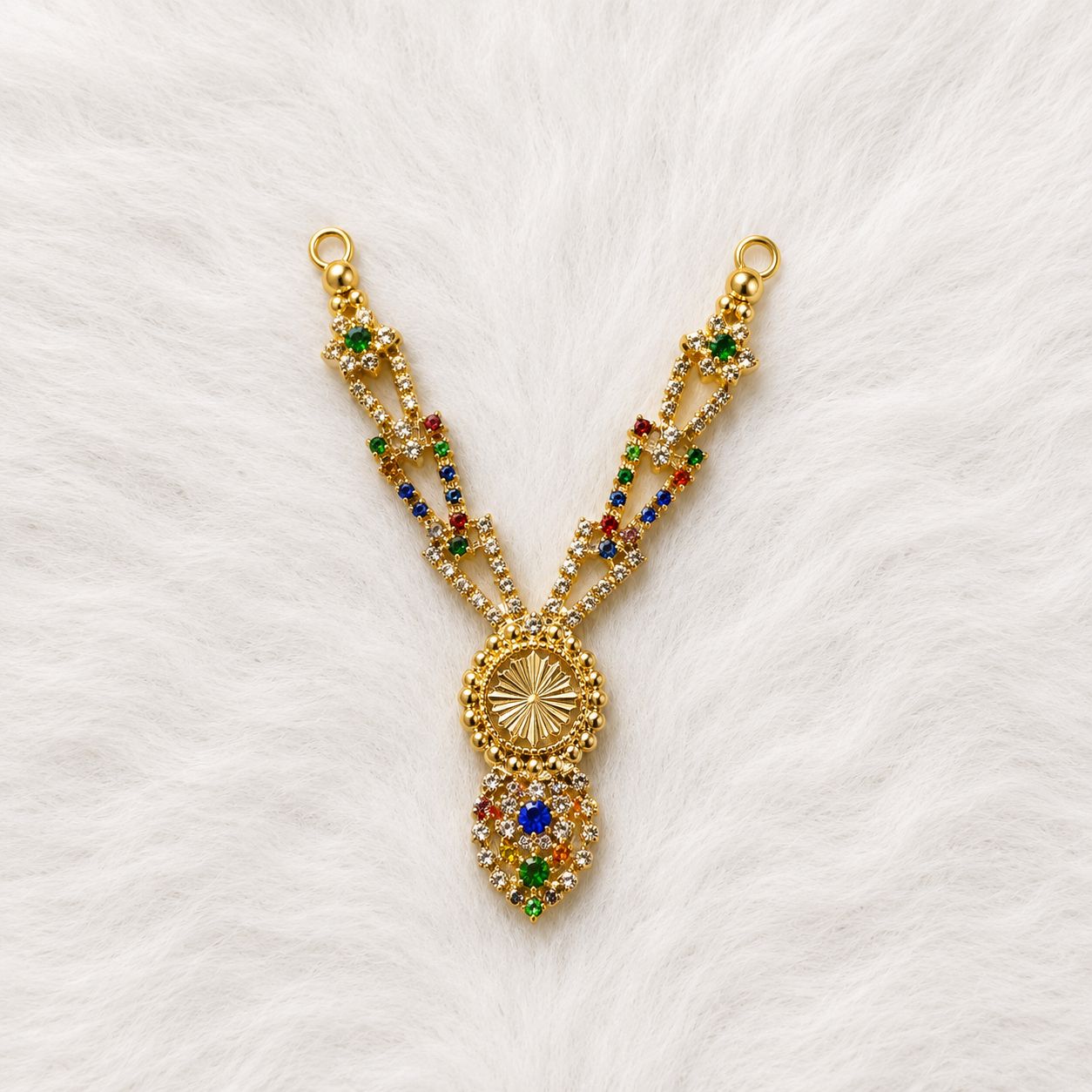 Deity Shingar Special Necklace - Long Design | 2.5 Inch Length | Suitable for Size 1-7 Laddu Gopal, Radha Rani & Other Deities | Festival & Daily Wear