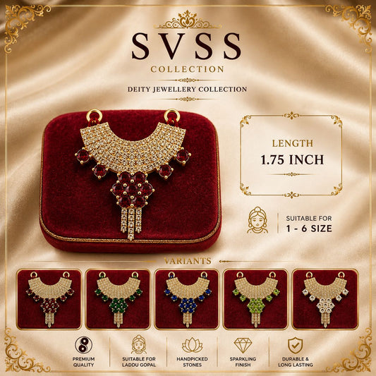 Premium Deity Necklace for Shingar - 1.75 Inch Length | Suitable for Size 1-6 Laddu Gopal, Radha Rani & Other Deities | Festival & Daily Wear