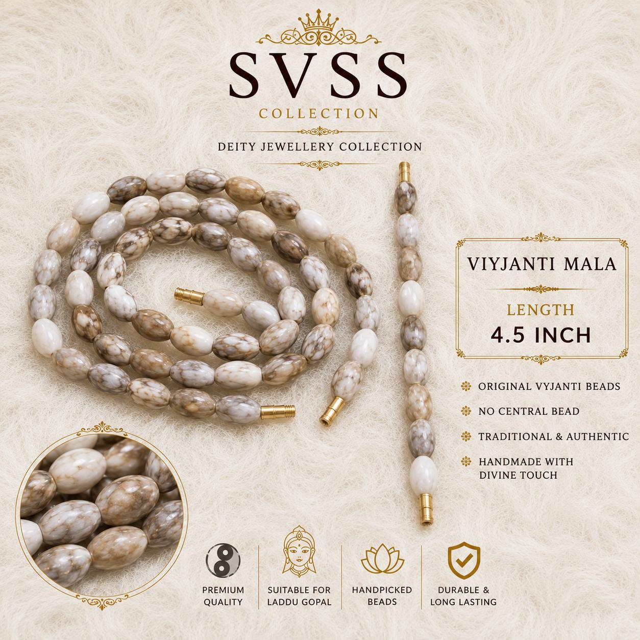 Viyjanti Mala for Laddu Gopal Shingar - 4.5 Inch | Original Vyjanti Beads | Traditional & Authentic | Handmade with Divine Touch | Festival & Daily Wear