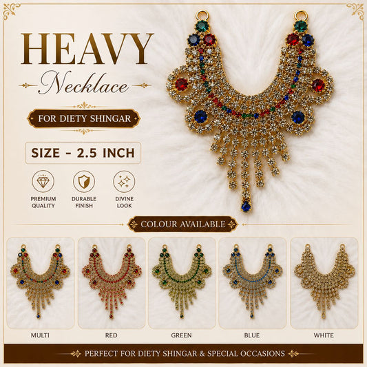 Heavy Necklace for Deity Shingar - 2.5 Inch Length | Suitable for Size 2-7 Laddu Gopal, Radha Rani & Other Deities | Festival & Daily Wear