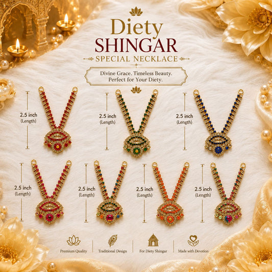 Deity Shingar Special Necklace - 2.5 Inch Length | Suitable for Size 1-7 Laddu Gopal, Radha Rani & Other Deities | Festival & Daily Wear