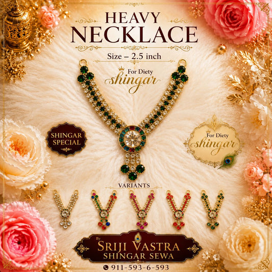 Heavy Necklace for Deity Shingar - Shingar Special | 2.5 Inch Length | Suitable for Size 1-7 Laddu Gopal, Radha Rani & Other Deities | Festival & Daily Wear