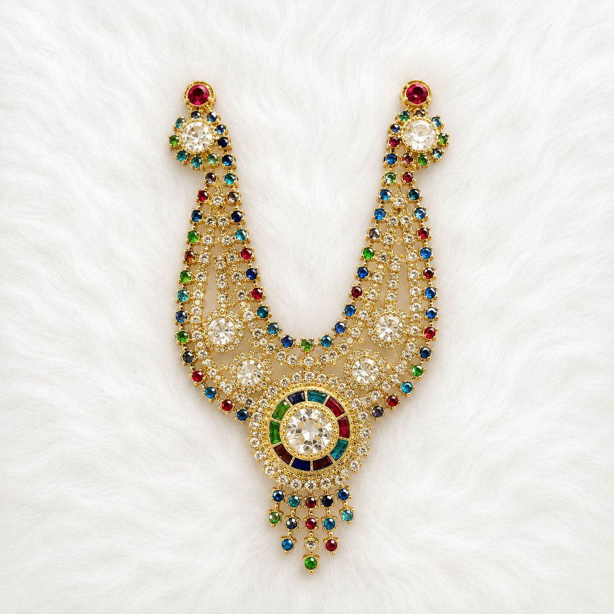 Heavy Necklace for Deity Shingar - 2.75 Inch Length | Suitable for Size 1-7 Laddu Gopal, Radha Rani & Other Deities | Festival & Daily Wear