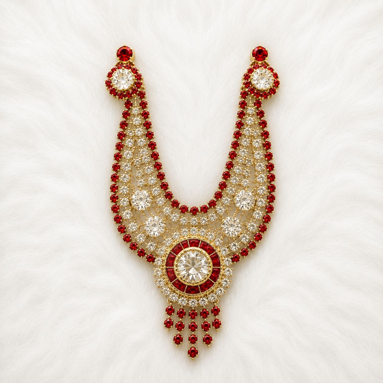 Heavy Necklace for Deity Shingar - 2.75 Inch Length | Suitable for Size 1-7 Laddu Gopal, Radha Rani & Other Deities | Festival & Daily Wear