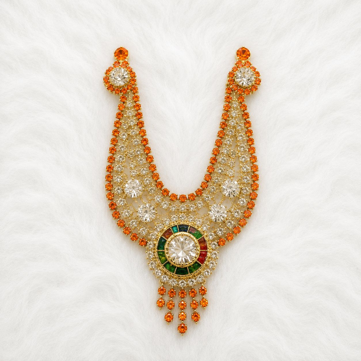 Heavy Necklace for Deity Shingar - 2.75 Inch Length | Suitable for Size 1-7 Laddu Gopal, Radha Rani & Other Deities | Festival & Daily Wear