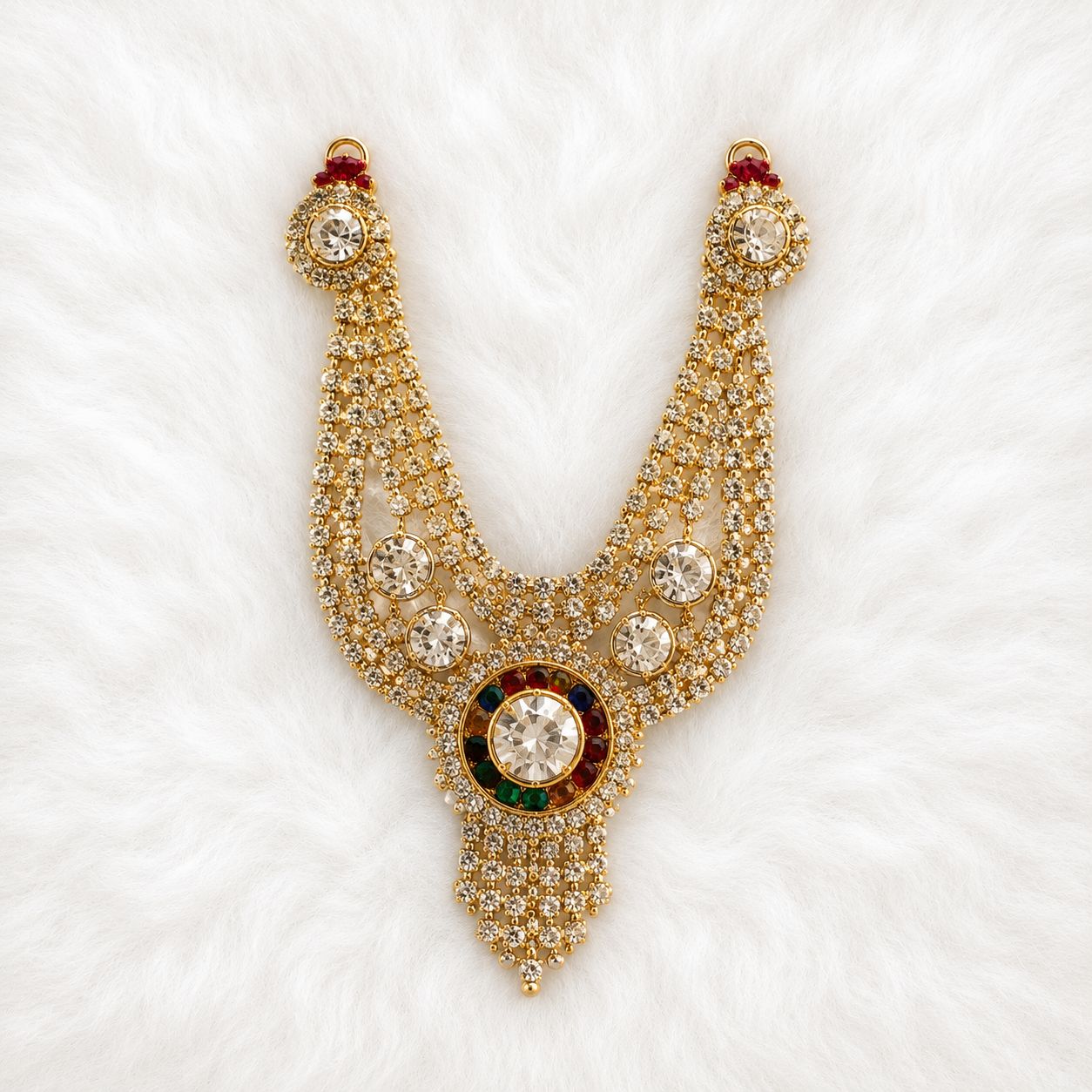 Heavy Necklace for Deity Shingar - 2.75 Inch Length | Suitable for Size 1-7 Laddu Gopal, Radha Rani & Other Deities | Festival & Daily Wear