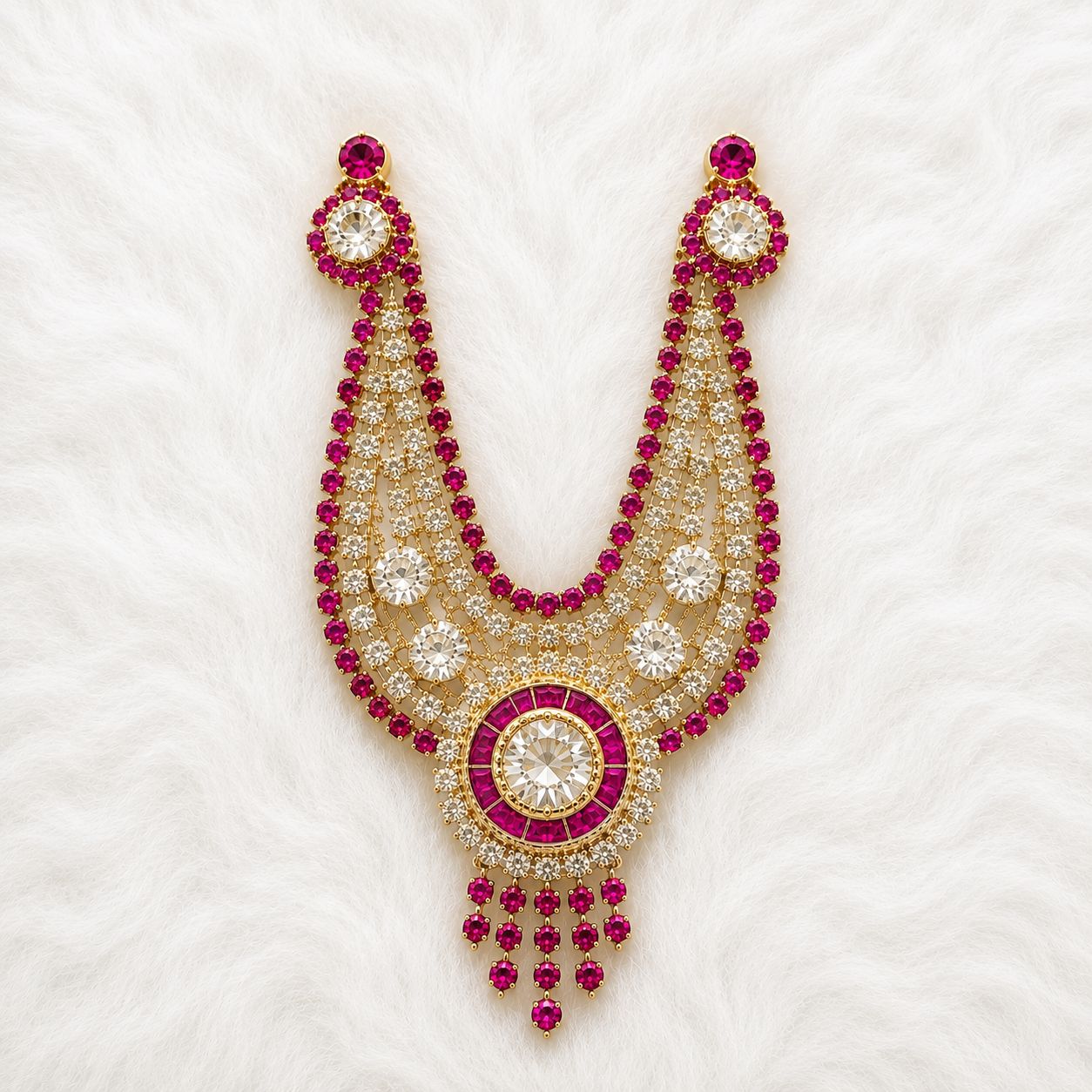 Heavy Necklace for Deity Shingar - 2.75 Inch Length | Suitable for Size 1-7 Laddu Gopal, Radha Rani & Other Deities | Festival & Daily Wear