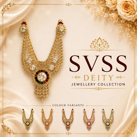 Heavy Necklace for Deity Shingar - 2.75 Inch Length | Suitable for Size 1-7 Laddu Gopal, Radha Rani & Other Deities | Festival & Daily Wear