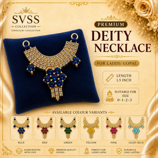 Premium Deity Necklace for Laddu Gopal Shingar - 1.5 Inch Length | Suitable for Size 0-1-2-3 | Radha Rani & Other Deities | Festival & Daily Wear