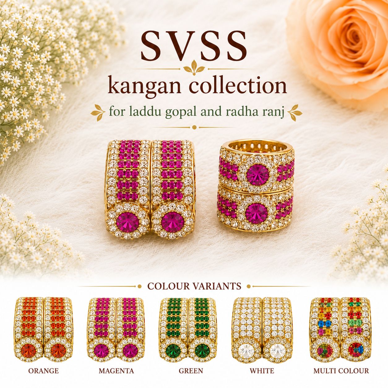 Heavy Kangan - Laddu Gopal & Radha Ranj Shingar | Size 5 to 9 | Festival & Daily Wear