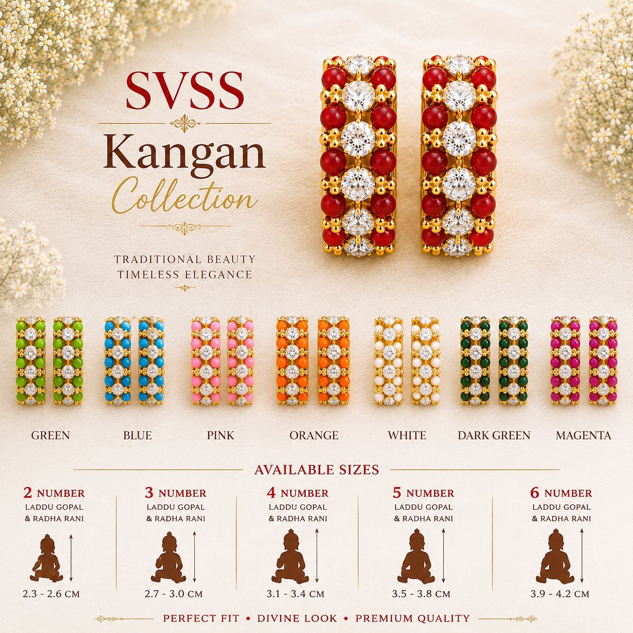 Heavy Kangan - Laddu Gopal & Radha Rani Shingar | Size 2 to 6 | Festival & Daily Wear