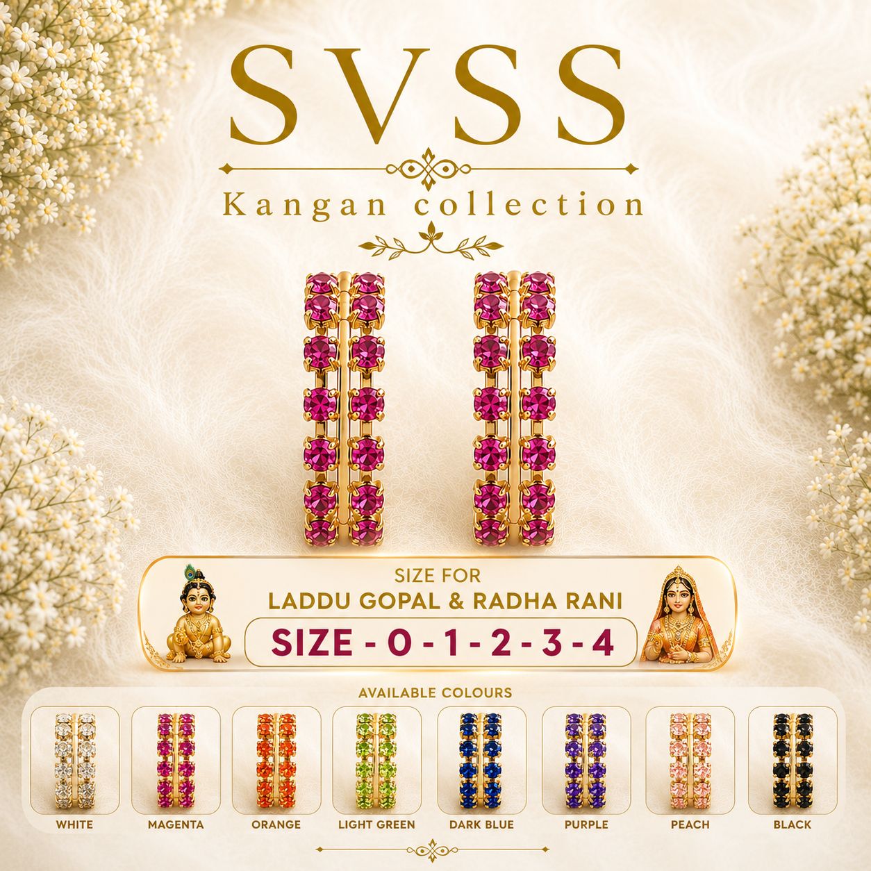 Heavy Kangan - Laddu Gopal & Radha Ranj Shingar | Size 1 to 4 | Festival & Daily Wear