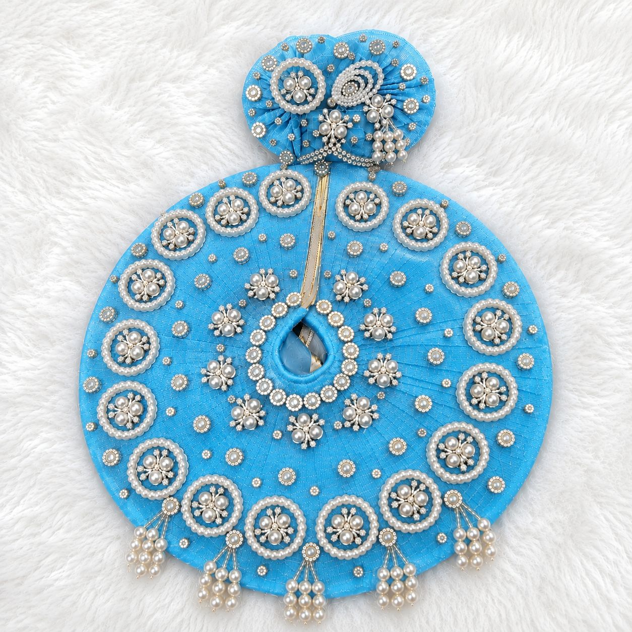 Laddu Gopal Net Poshak with Pagri | Pearl Moti Work | Sizes 0–7 | Multi Color