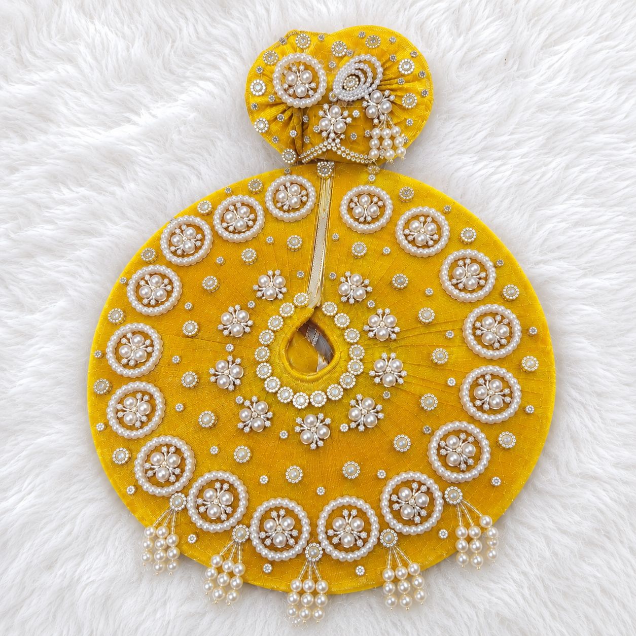 Laddu Gopal Net Poshak with Pagri | Pearl Moti Work | Sizes 0–7 | Multi Color