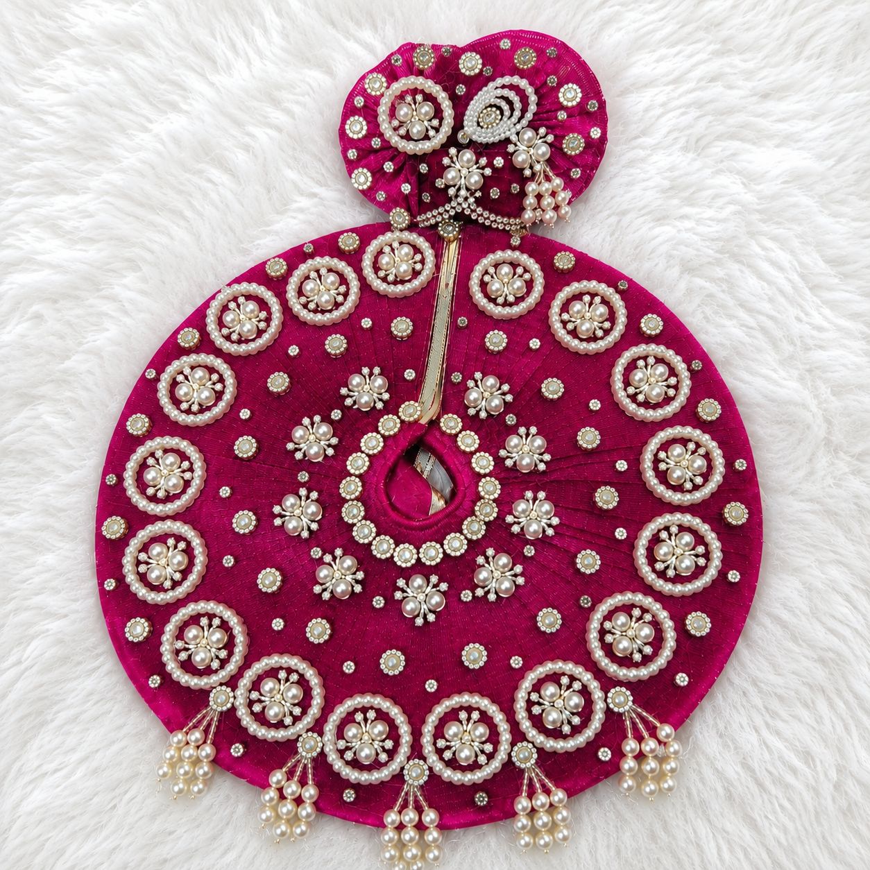 Laddu Gopal Net Poshak with Pagri | Pearl Moti Work | Sizes 0–7 | Multi Color