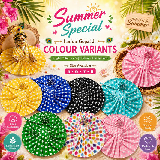 Polka Dot Poshak with Pagdi – Laddu Gopal & Radha Rani | Summer Collection | Sizes 5-8