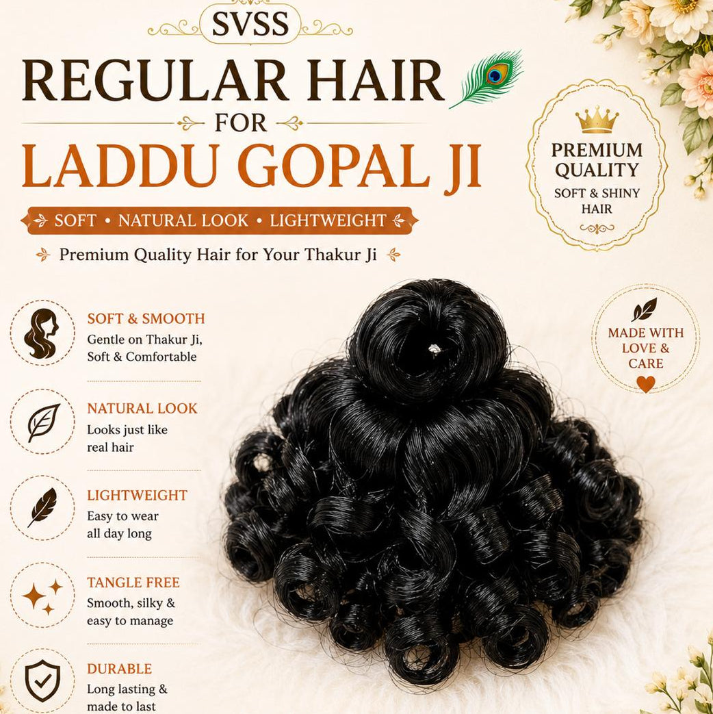 Premium Hair Wig for Laddu Gopal Ji – Curly & Regular | Sizes 1, 2, 3